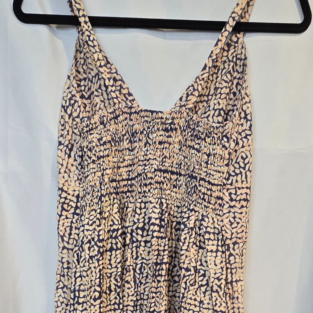 Passion Lilie Maxi Dress Blue/yellow/white Size Med 100% Cotton Pockets - Picture 4 of 11